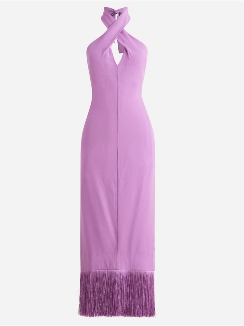 J. Crew Collection Lilac Halter Maxi Dress with Fringe NWT